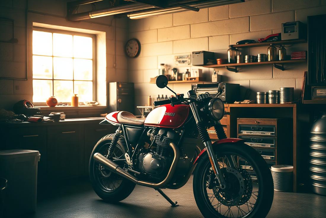 Solo motorcycle mechanic in a small garage — health coverage from Two Wheel Health